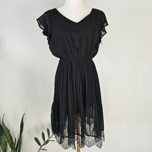 SM Wardrobe M/L black pleated midi dress